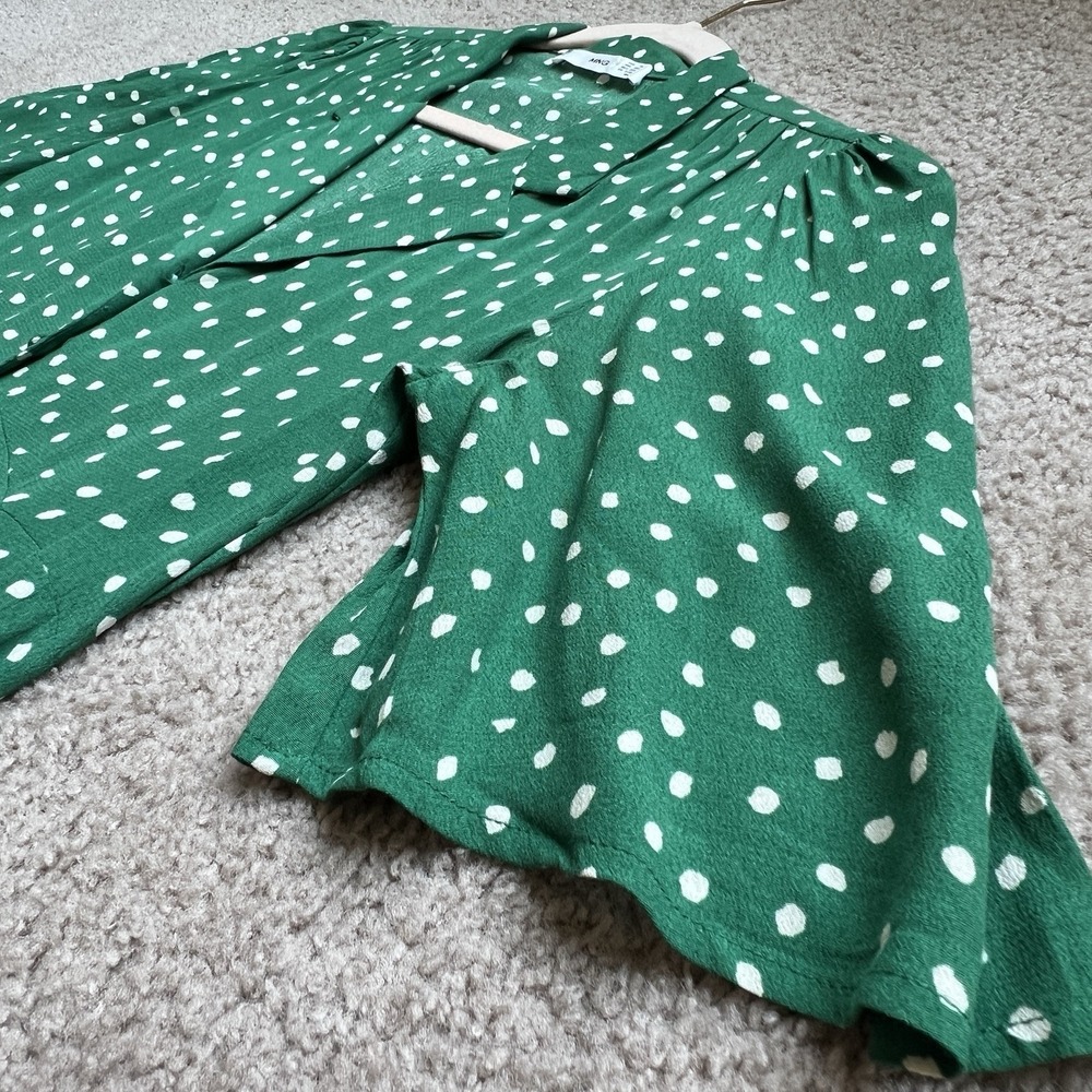 Mango Women's Short Sleeve Wide‎ Leg Polka Dot Jumpsuit Jungle Green Size XXS - Picture 11 of 13